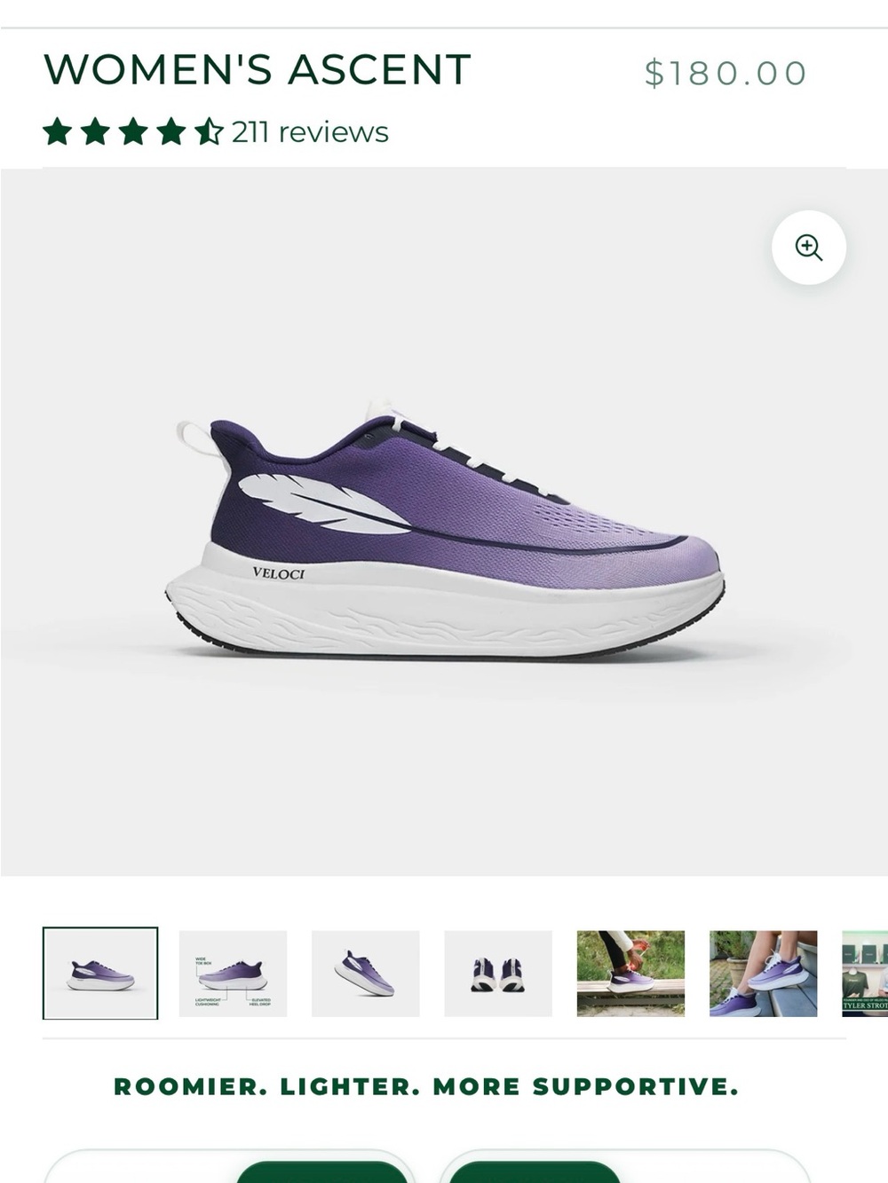 Women's Ascent Lightweight Running Sneakers - Purple